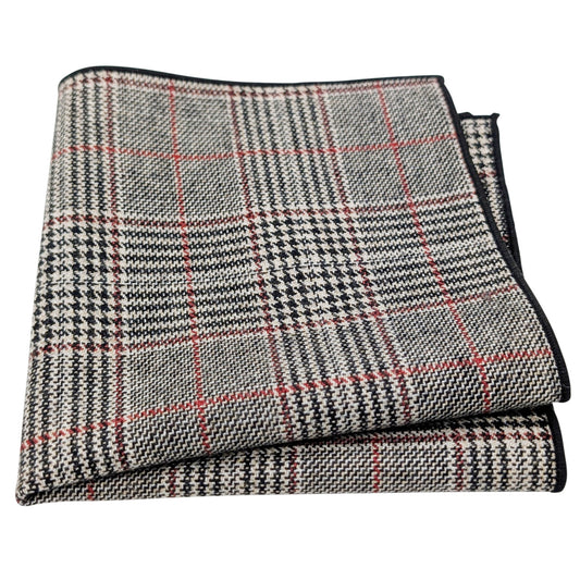 Grey Prince of Wales Check  Pocket Square