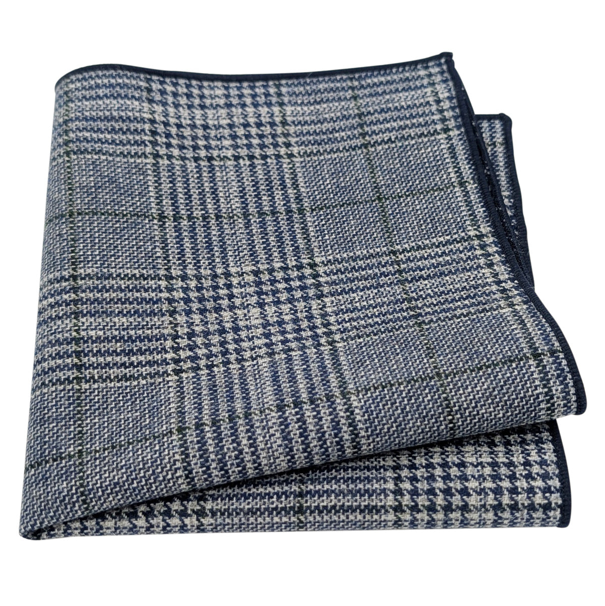 Blue Prince of Wales Check  Pocket Square