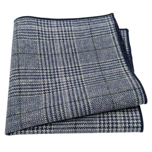 Blue Prince of Wales Check  Pocket Square