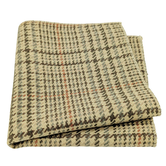 Cream Checked Tweed Pocket Square