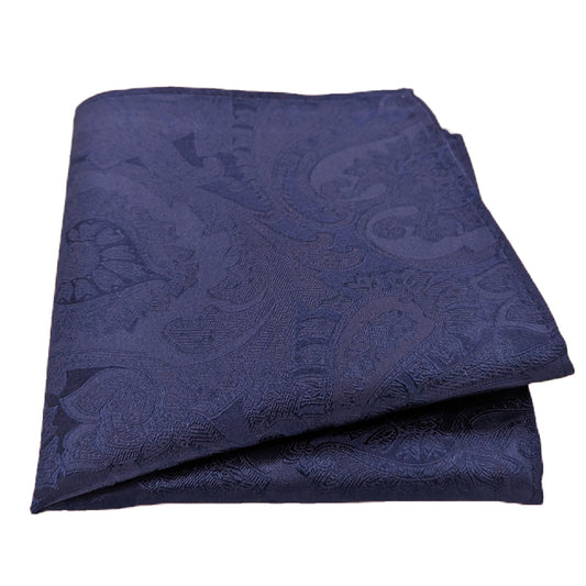 Navy Paisley Silk Pocket Square