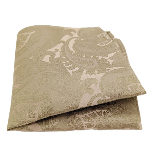 Olive Paisley Silk Pocket Square