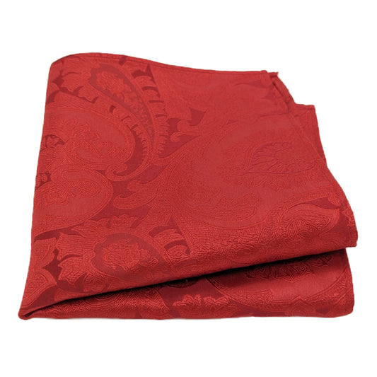 Red Paisley Silk Pocket Square