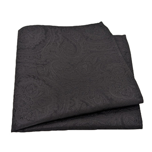 Black Paisley Silk Pocket Square