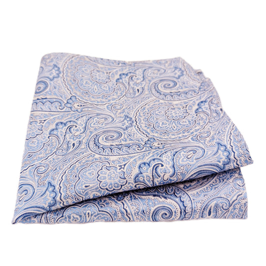 Periwinkle Paisley Silk Pocket Square