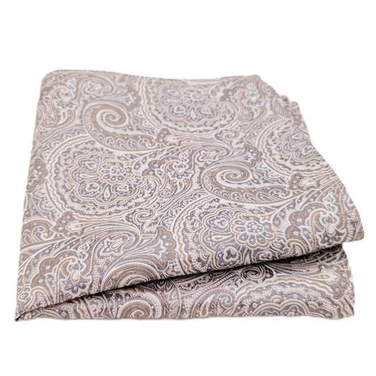 Silver Paisley Silk Pocket Square