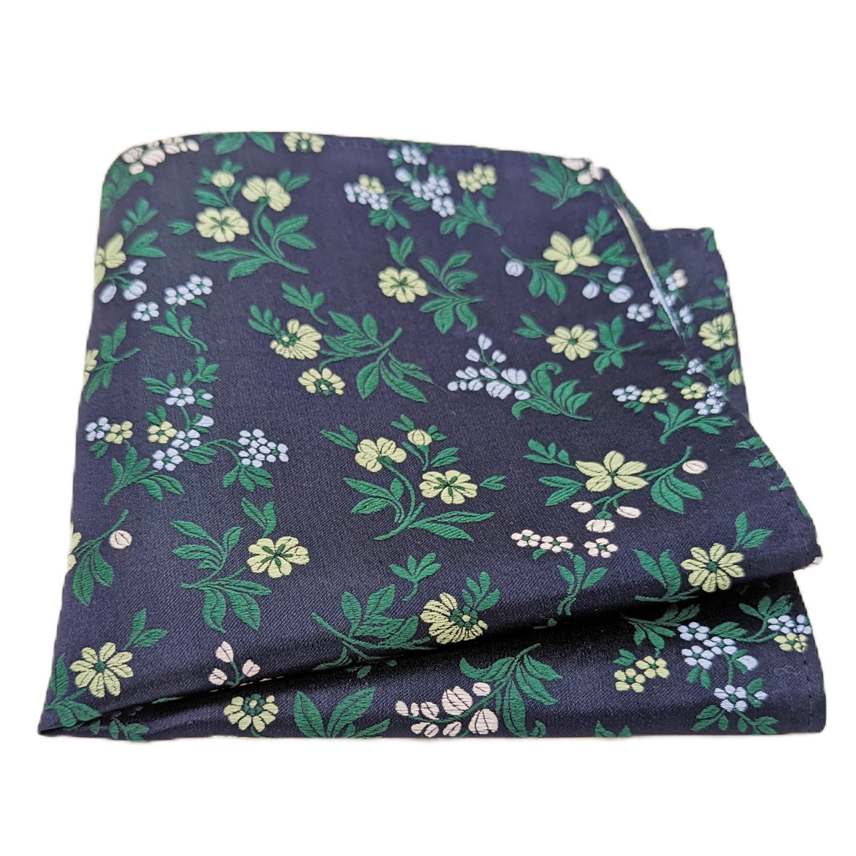 Navy Meadow Floral Pocket Square
