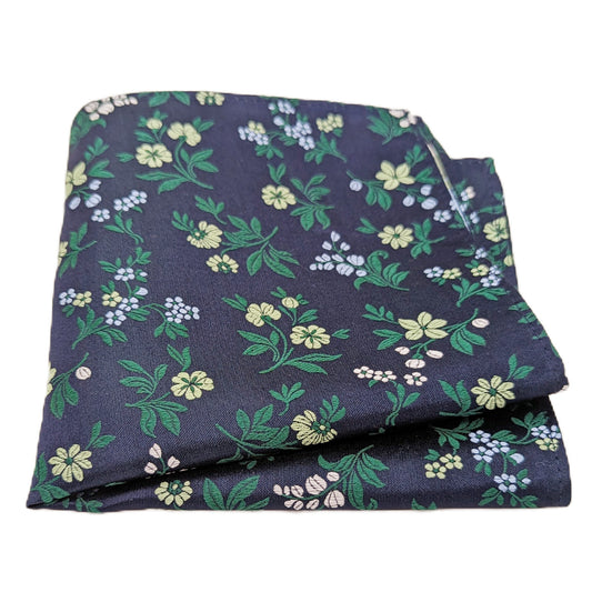 Navy Meadow Floral Pocket Square