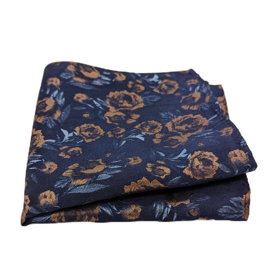 Midnight Bronze Rose Silk Pocket Square