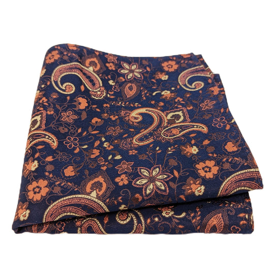 Orange Floral Paisley Silk Pocket Square