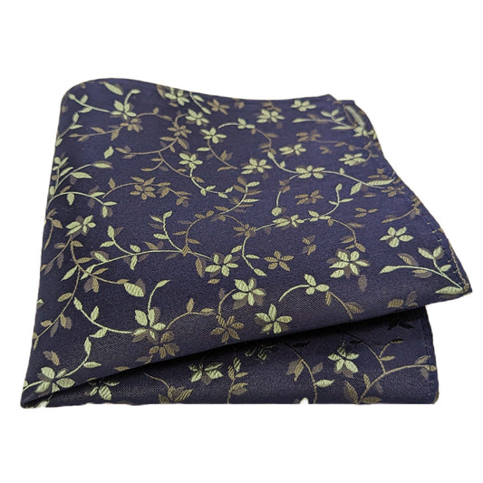 Navy & Sage Floral Pocket Square