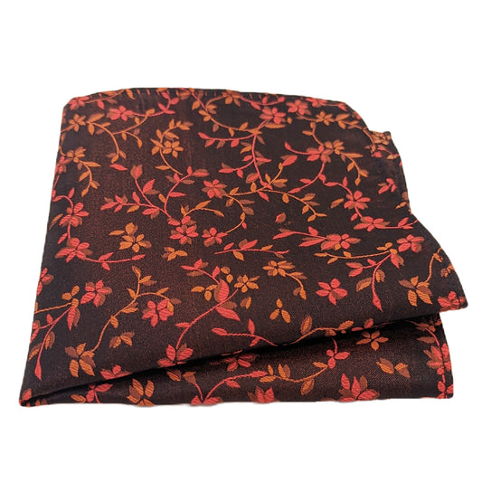 Flaming Red Floral Silk Pocket Square