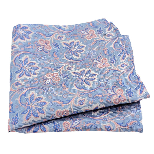 Baby Blue Flowers Silk Pocket Square