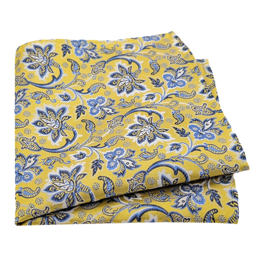 Yellow Flowers Silk Pocket Square