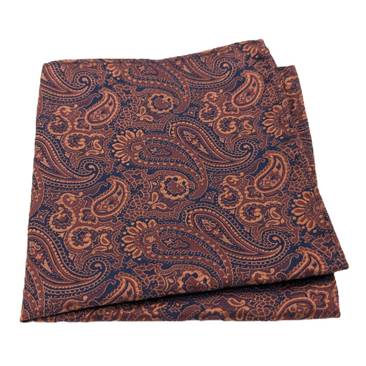 Copper Antique Paisley Pocket Square