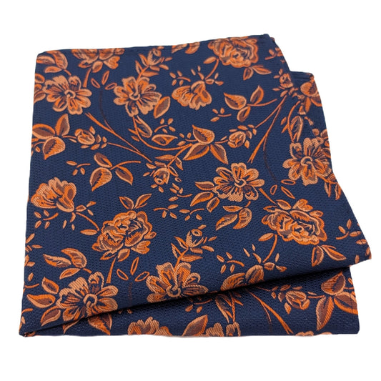 Copper Orange Floral Pocket Square