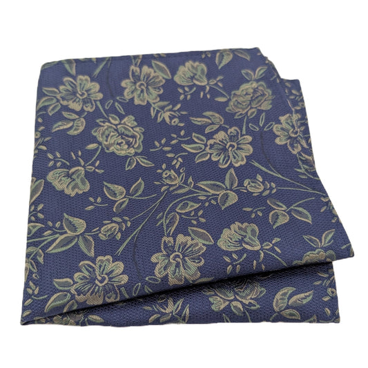 Olive Green Floral Pocket Square