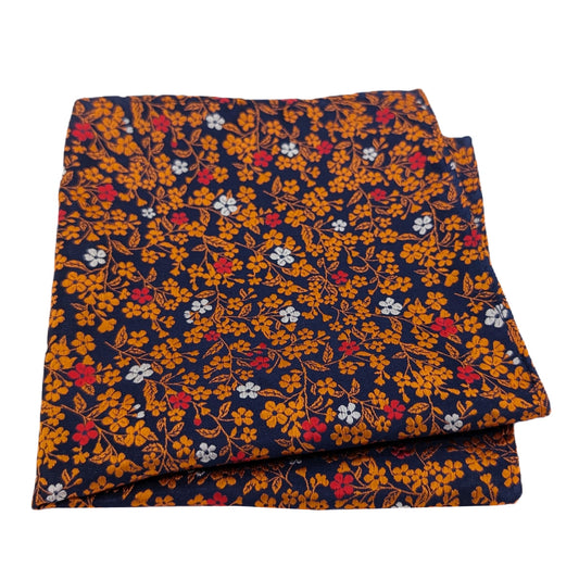 Orange Daisy Floral Pocket Square