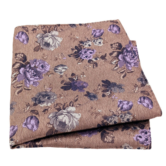 Beige & Purple Vintage Floral Pocket Square