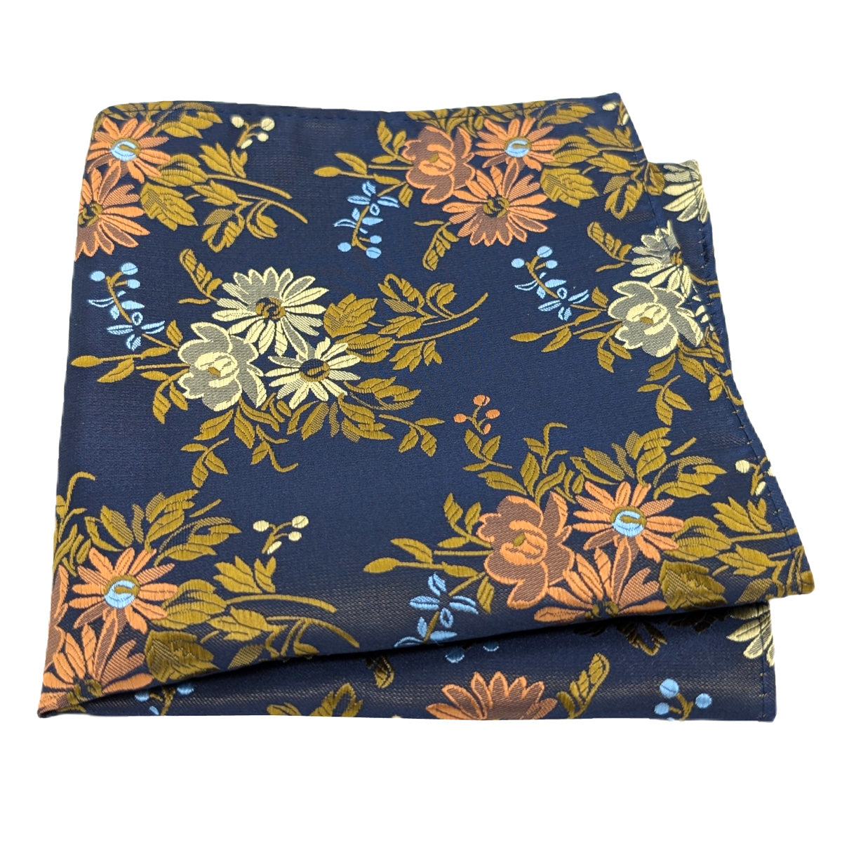 Navy & Yellow Daisies Pocket Square