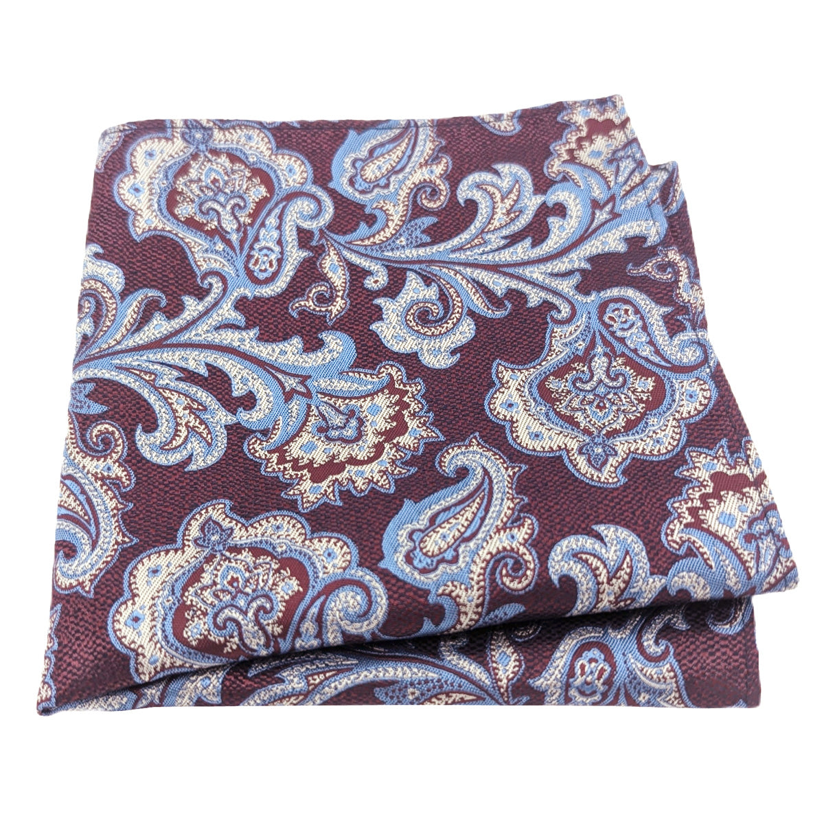 Burgundy Fancy Paisley Pocket Square