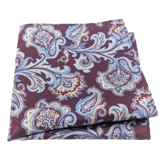 Burgundy Fancy Paisley Pocket Square
