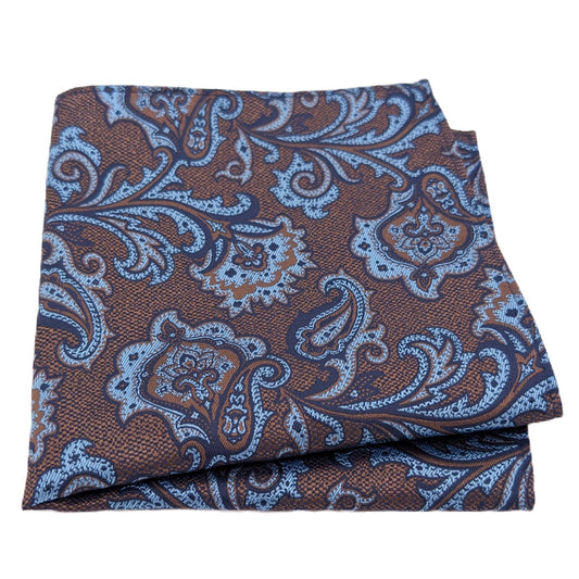Mocha Fancy Paisley Pocket Square