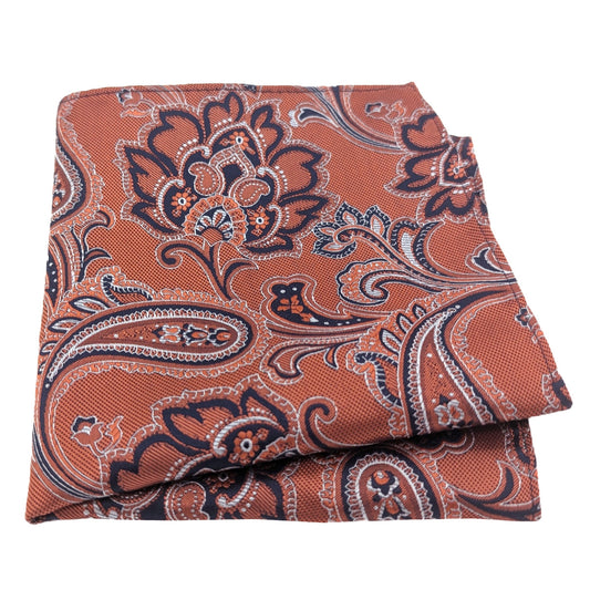 Rust Floral Paisley Pocket Square