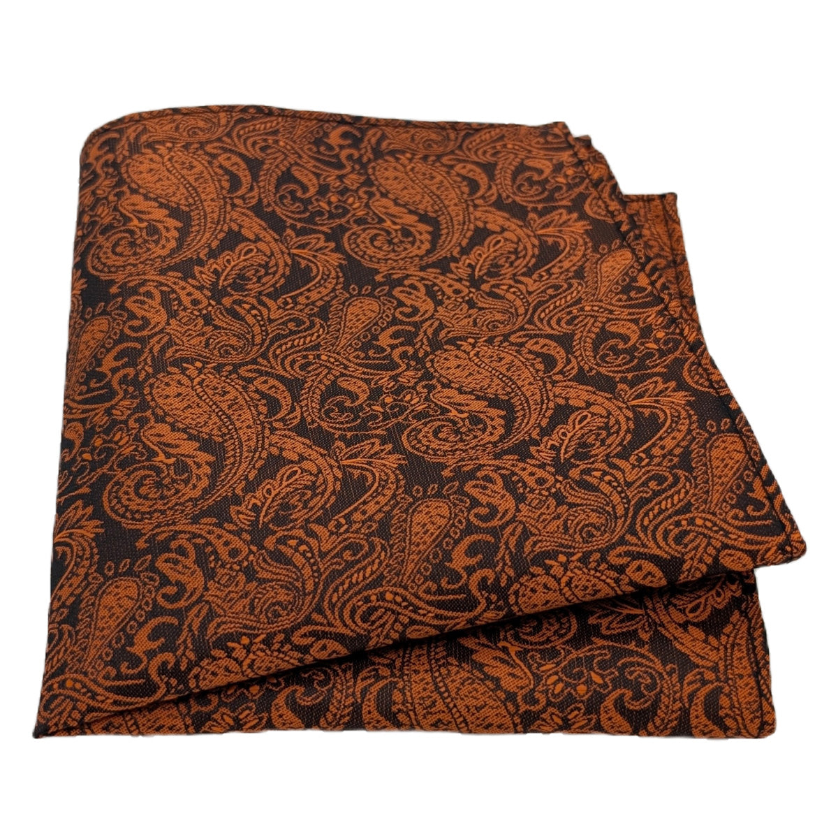 Black & Orange Paisley Pocket Square