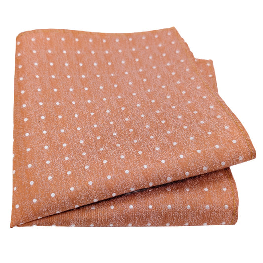 Pale Orange Dots Silk Pocket Square