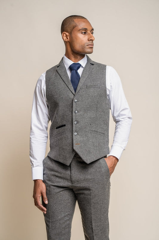 Martez Grey Tweed Waistcoat