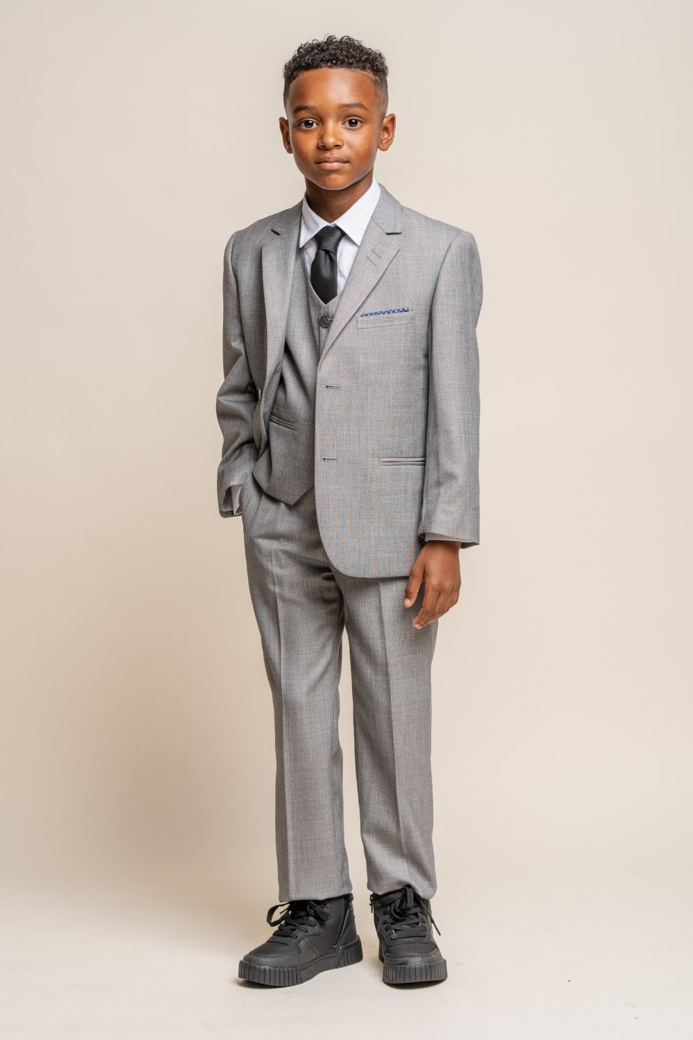 Reegan Grey Boys 3 Piece Wedding Suit