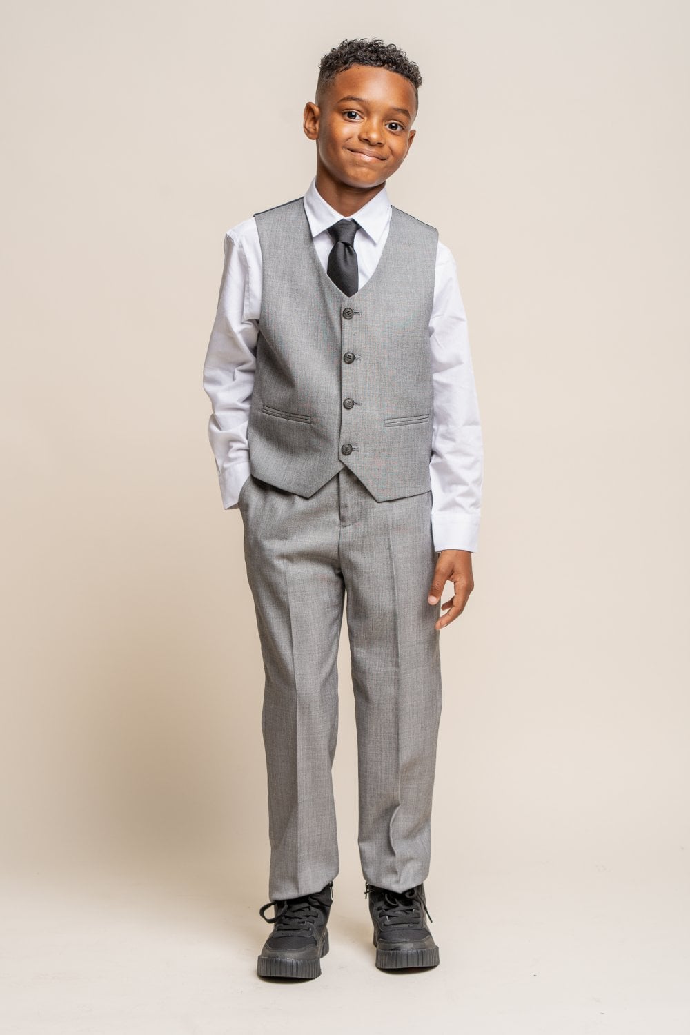 Reegan Grey Boys 3 Piece Wedding Suit