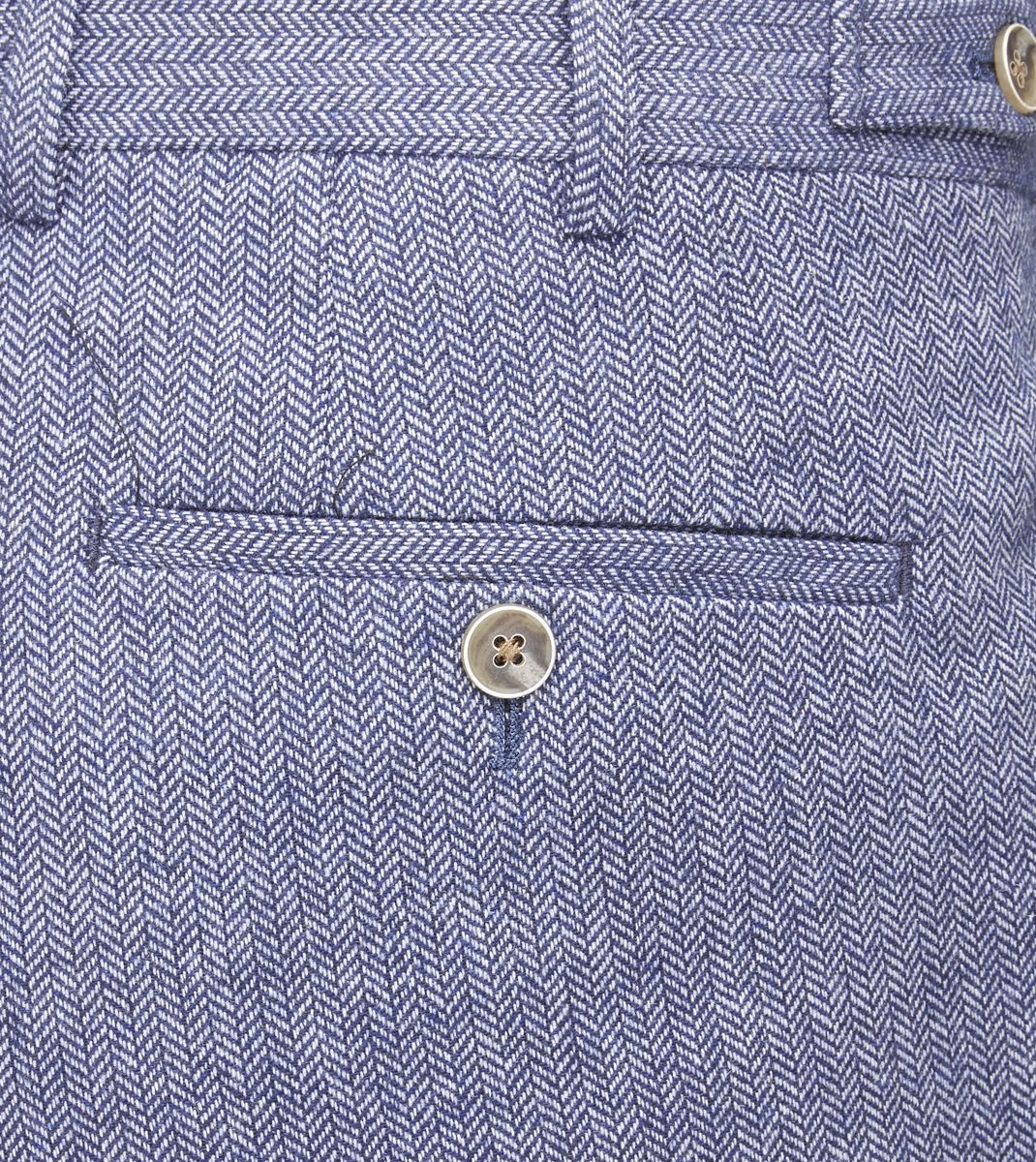 Jude Blue Herringbone Trousers - Trousers - 28R - Swagger & Swoon