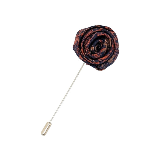 Navy & Orange Floral Lapel Pin