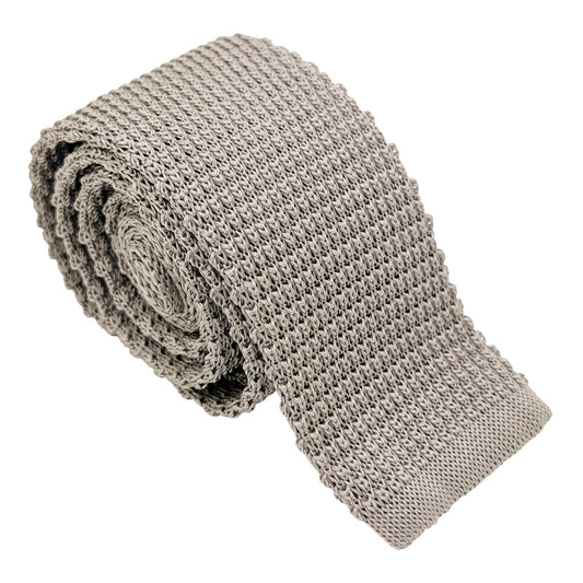 Silver Knitted Silk Wedding Tie