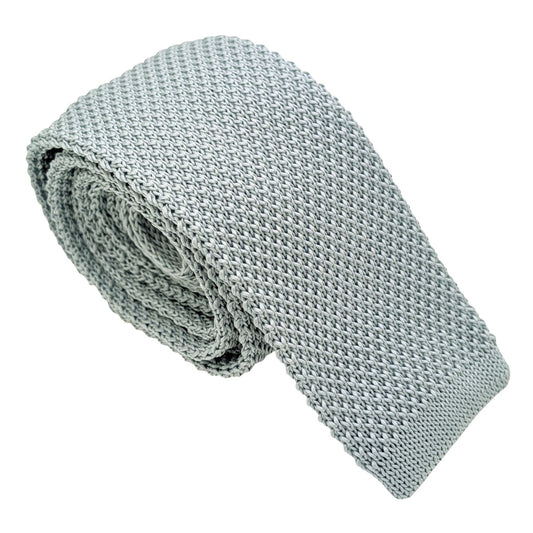 Hazy Grey Knit Wedding Tie