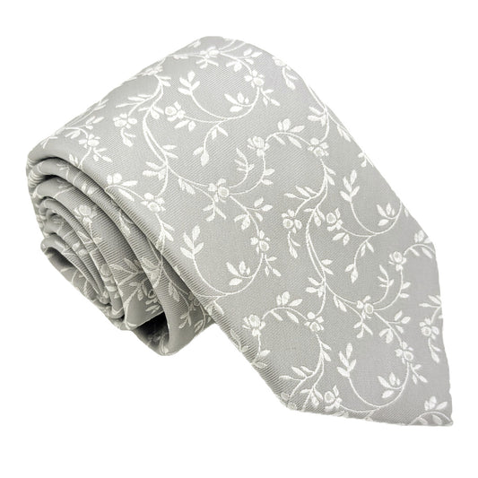Pearl Grey Leaves Wedding Tie
