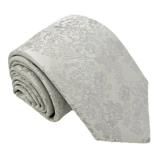 Pearl Grey Floral Wedding Tie