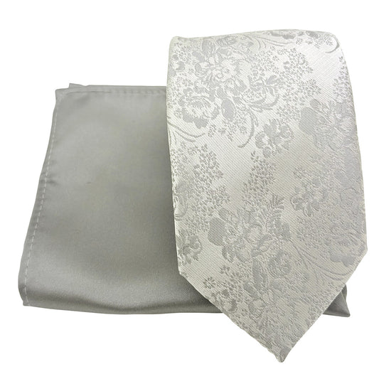 Mix and Match - Grey Patterned & Grey Wedding Tie Set