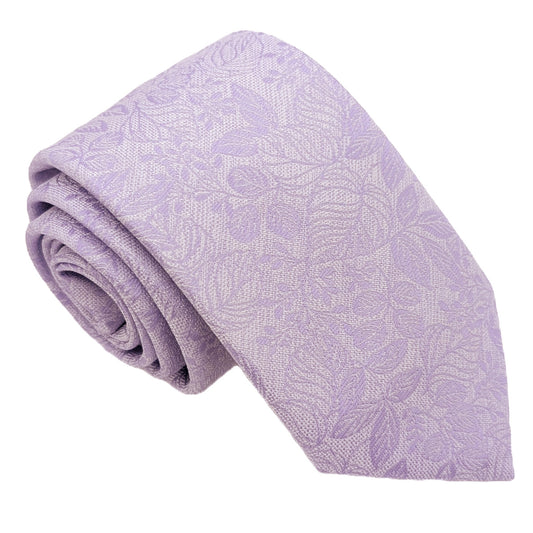 Cool Lilac Woodland Leaves Wedding Tie