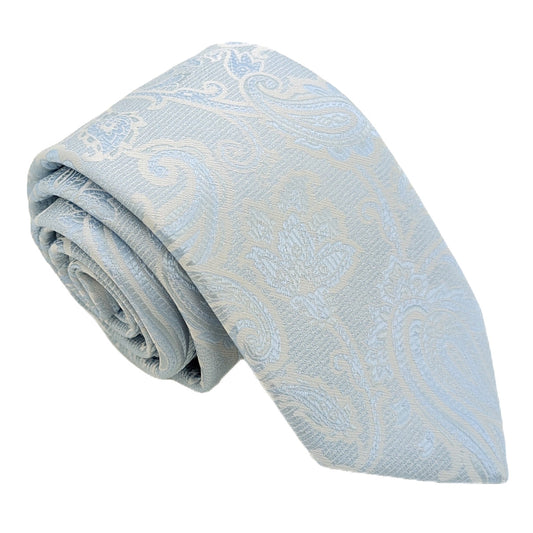 Cloudy Blue Baroque Paisley Wedding Tie