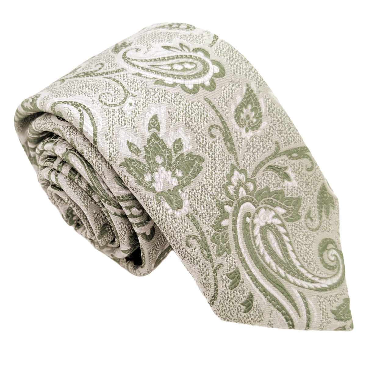 Mix and Match - Wild Sage Baroque Paisley & Wild Sage Wedding Tie Set
