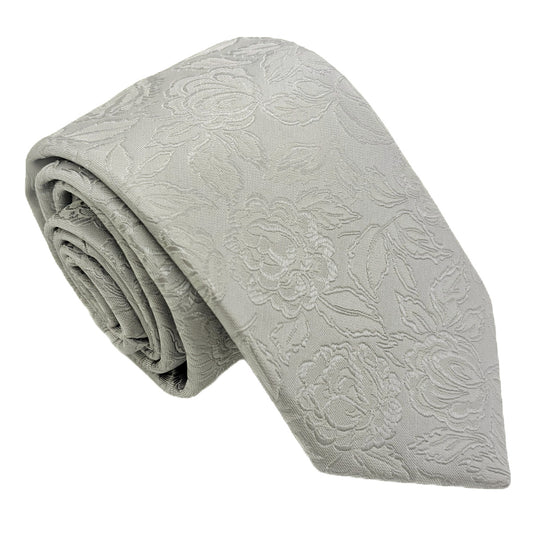 Bold Pearl Grey Rose Wedding Tie