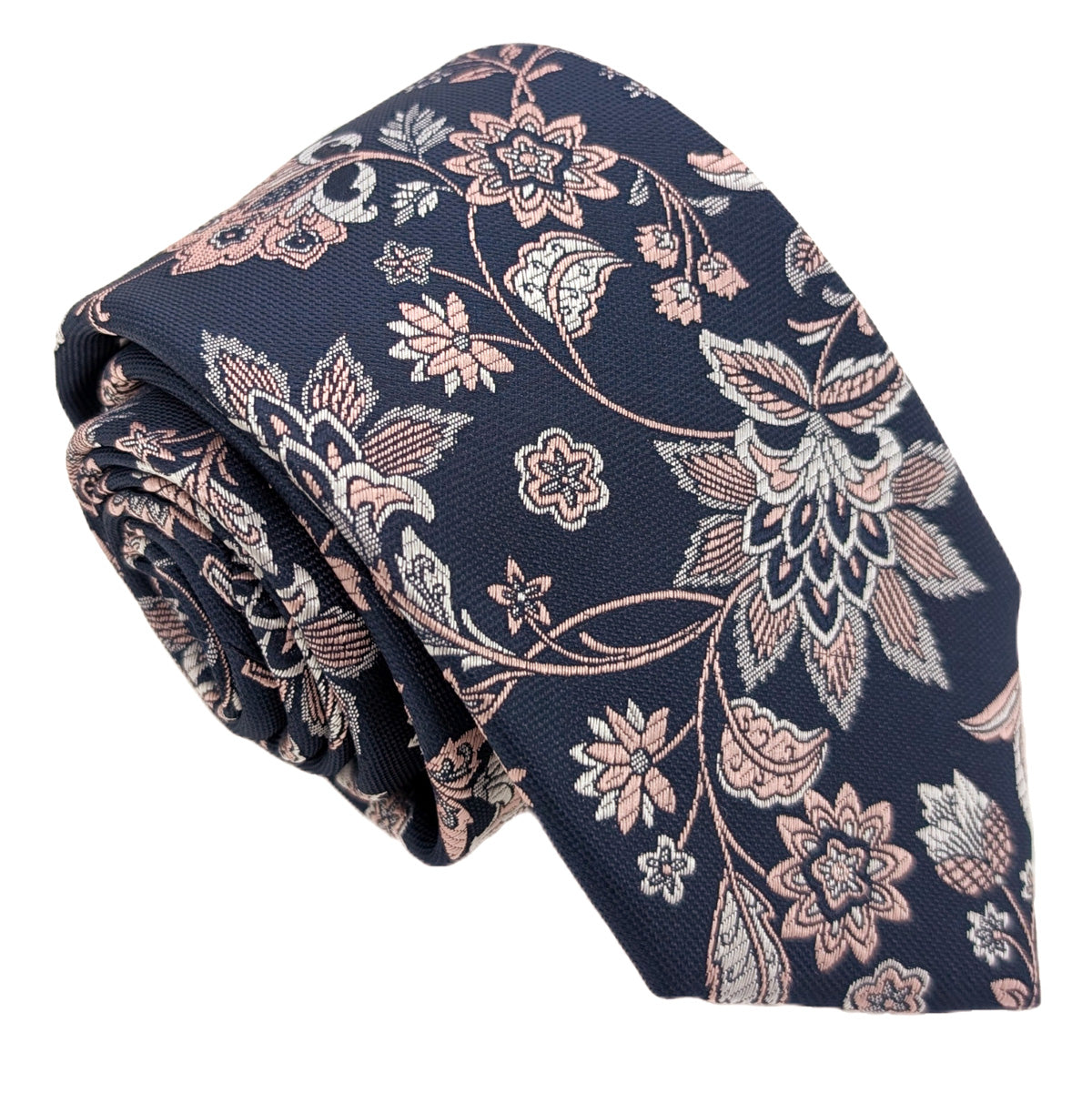 Rose Pink Damask Wedding Tie