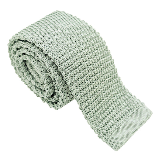Ice Green Knitted Silk Wedding Tie