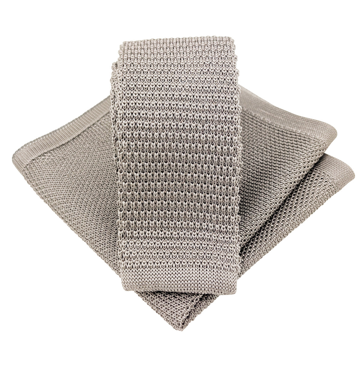 Silver Knitted Silk Wedding Tie