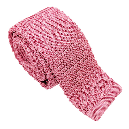 Rose Pink Knitted Silk Wedding Tie