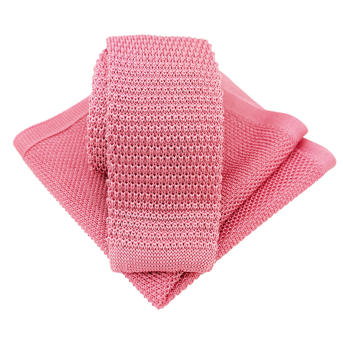 Rose Pink Knitted Silk Pocket Square