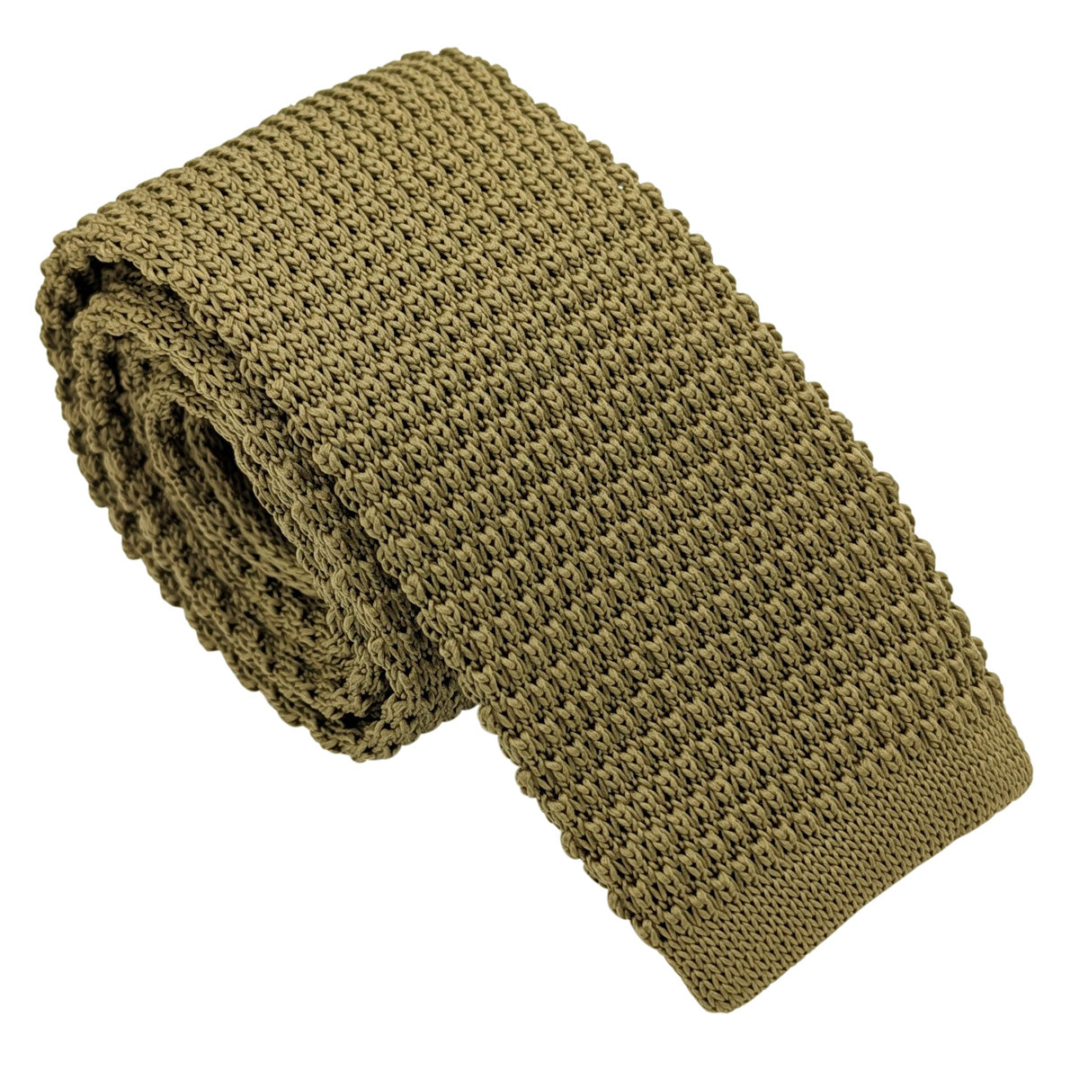 Khaki Olive Knit Wedding Tie